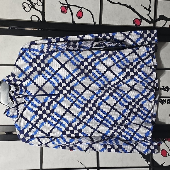 IBKUL Mock Neck Patterned Long Sleeve Zip Top Sonika Size Medium NWT - Picture 1 of 10